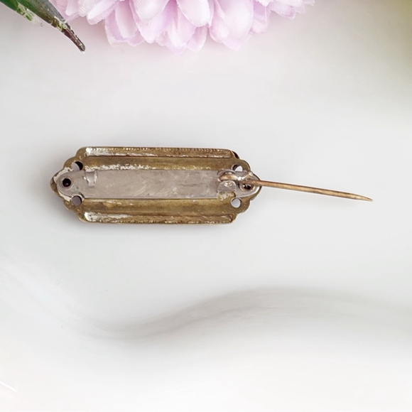 Antique Mother of Pearl Brooch Art Nouveau Edwardian Art Deco Gold Filled - Picture 9 of 10